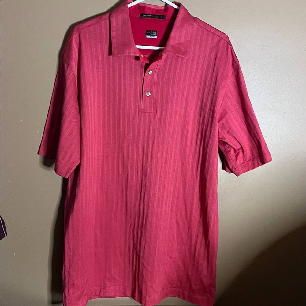 😄Tiger woods Sunday red golf polo textured fitdry